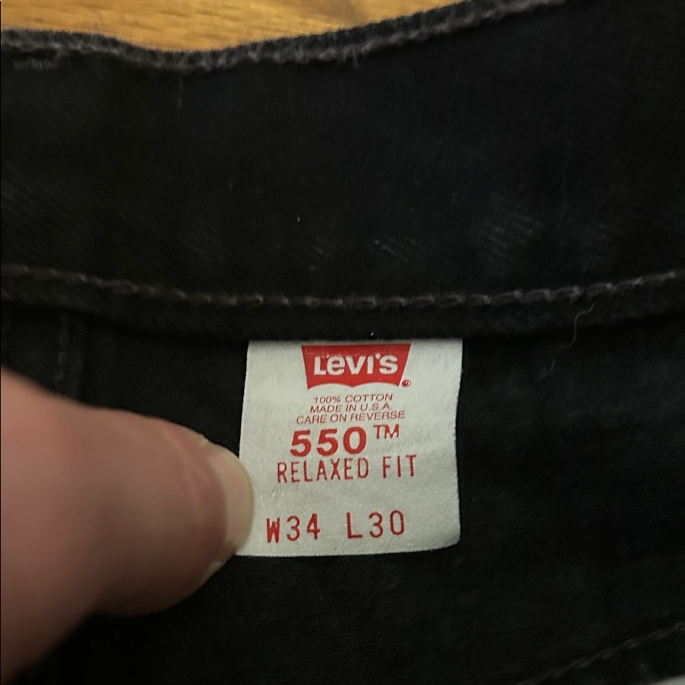 Vintage Levi’s 550 Relaxed Fit Jeans 34x30 Black Blank Tab - Picture 4 of 16